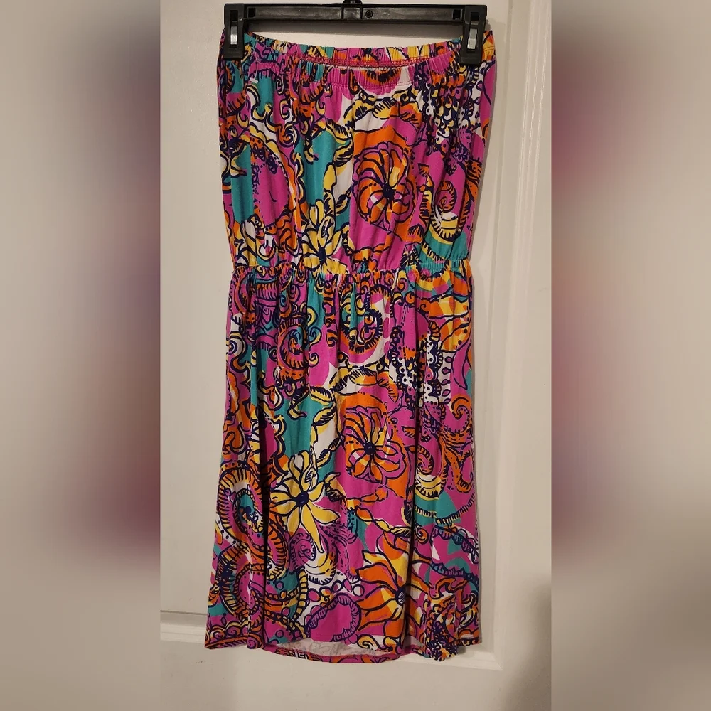 Lilly Pulitzer Strapless Sea And Be Seen‎ Dress in Pink and Purple